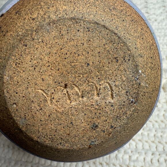 HANDMADE Pottery Bottleneck Vase Blue Tan Home Decor Nature Neutral - Picture 6 of 9